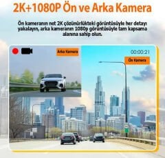 Rexing C2 2K QHD WiFi Akıllı Araç Kamerası (32GB Micro SD Kart Dahil)