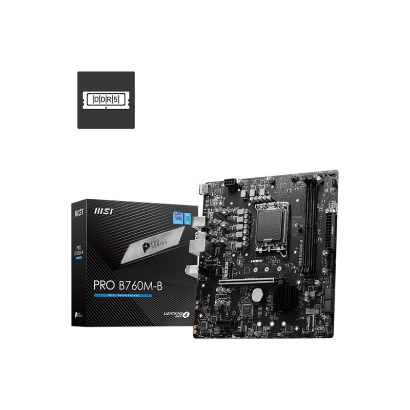 MSI PRO B760M‑B DDR4 6400MHz OC Dual‑Channel 128GB Max LGA 1700 mATX Anakart – Intel® B760, 12./13./14. Nesil Core/Pentium/Celeron İşlemciler, 1×HDMI, 1×M.2 PCIe 4.0, USB 3.2, 2.5G LAN