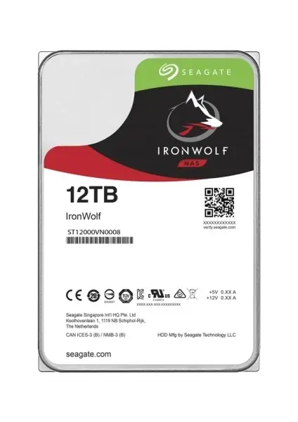 Seagate 12TB IronWolf ST12000VN0008 7200Rpm 256Mb Sata 6Gbit-sn Harddisk (Koyuncu Distribitör Ürünü)