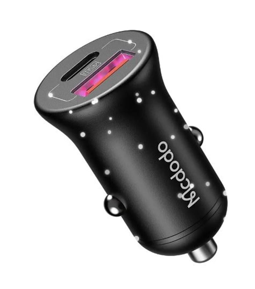 McDodo CC-2680 45W PD Araç Şarj Cihazı 1x USB-A + 1x USB-C Hızlı Şarj Quick Charge Power Delivery Destekli Siyah