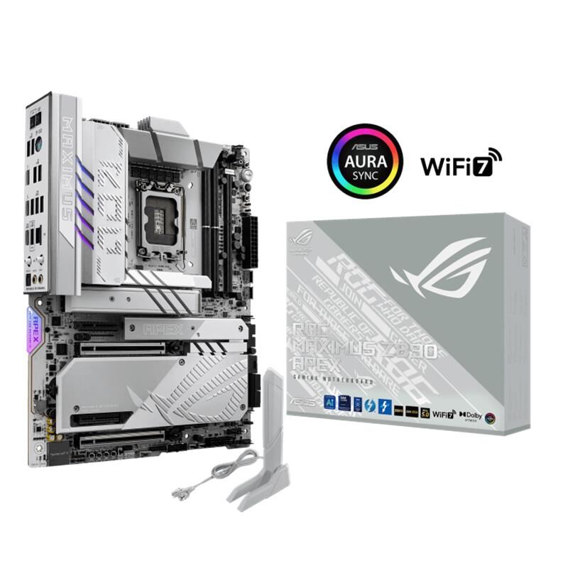 ASUS ROG Maximus Z890 APEX Intel Z890 LGA 1851 2‑DIMM DDR5 9600 MT/s OC 128 GB 6×M.2 ATX Anakart, 2×USB‑C (Thunderbolt 4 + USB 20 Gbps), WiFi 7, 5 Gb LAN, AI OC / AI Cooling II Series 2