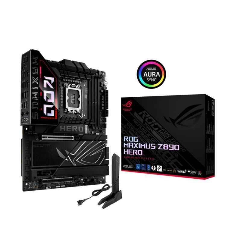 ASUS ROG MAXIMUS Z890 HERO DDR5‑9200MT/s 4×DIMM 256GB Soket LGA 1851 ATX Intel Z890 Anakart 1×HDMI 2×USB Type‑C (Thunderbolt 4), 6×M.2, Wi‑Fi 7 Anakart