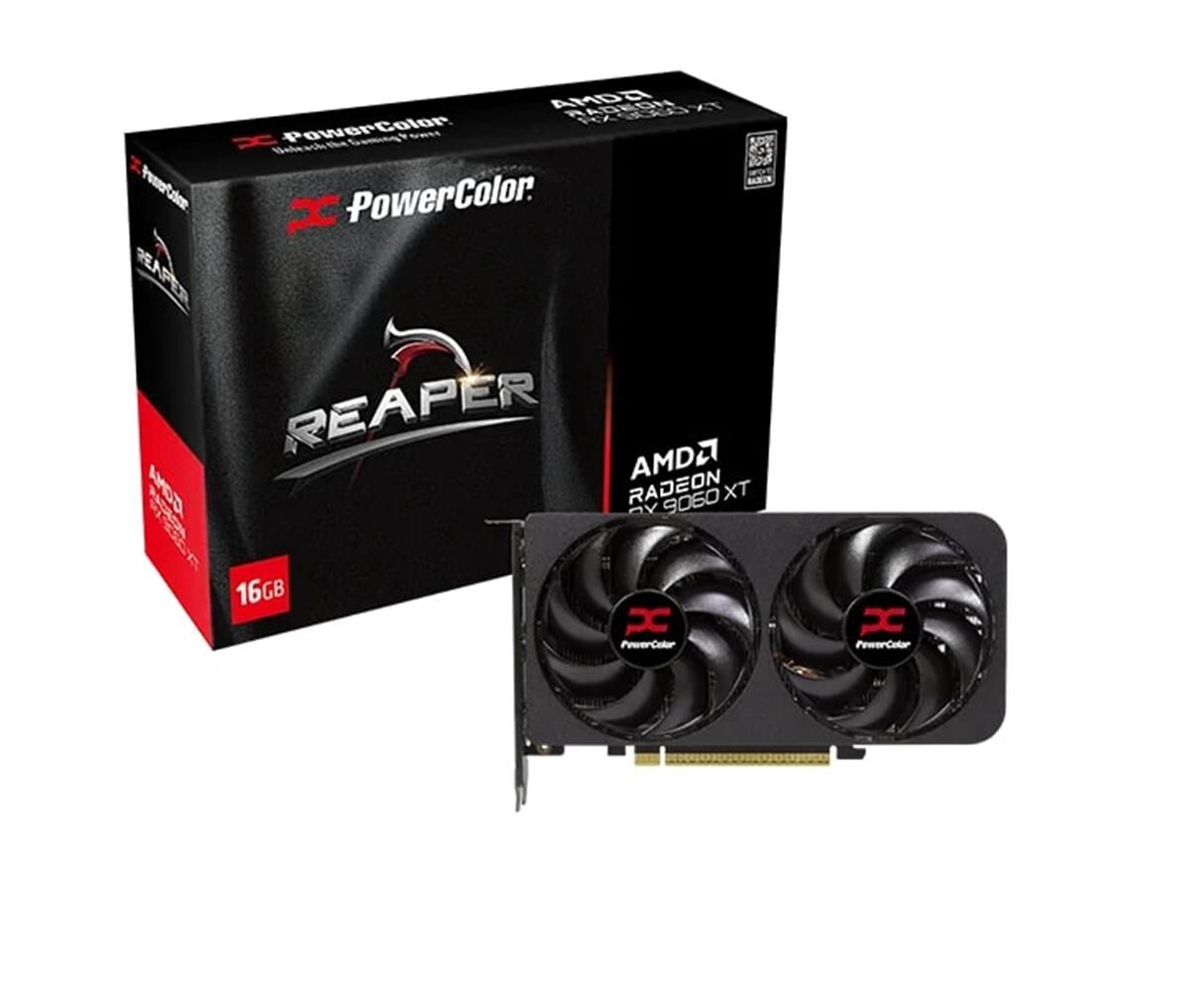 PowerColor Reaper Radeon RX 9060 XT 16G‑A AMD Radeon RX 9060 XT 16 GB GDDR6 128‑Bit PCIe 5.0 x16 2048 Stream Processor Dual‑Fan 3230 MHz Boost 2620 MHz Game Clock Gaming Ekran Kartı