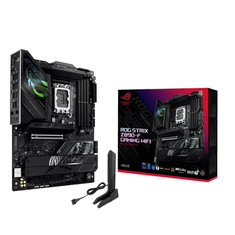 ASUS ROG STRIX Z890‑F GAMING WIFI Intel® Z890 LGA 1851 ATX DDR5 (8600 MT/s OC destekli, 4×DIMM max 256GB) HDMI + DisplayPort + 2× USB Type‑C (Thunderbolt™ 4), 5× M.2, Wi‑Fi 7 DDR5 Anakart