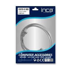 İNCA ICAT6‑0,50G 0,50 Metre UTP CAT6 Ethernet Patch Kablo Gri – 24 AWG, 100 / 1000 Mbps “Tak‑Çalıştır”