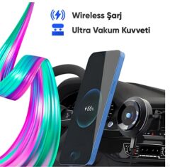 Enkado Otomatik Vakumlu Akıllı Sensörlü Kablosuz Hızlı Şarjlı Araç İçi Telefon Tutucu - Siyah