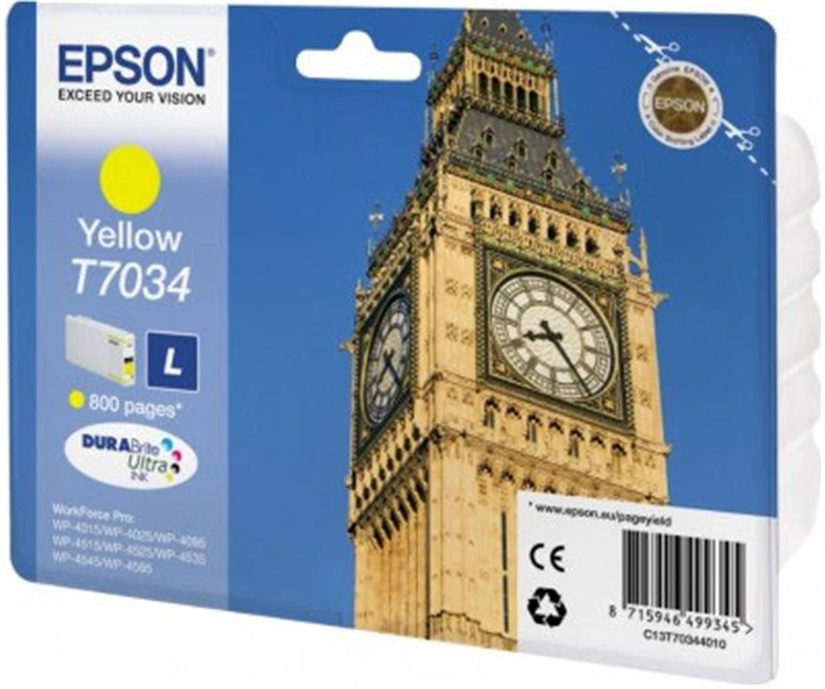 Epson T7034 Sarı (Yellow) Orijinal Mürekkep Kartuşu WorkForce Pro Serisi (800 Sayfa)
