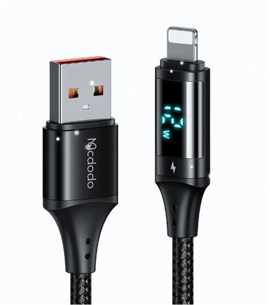 McDodo CA-1060 USB-A to Lightning Dijital Ekranlı 3A Hızlı Şarj ve Data Aktarım Kablosu 1.2 Metre