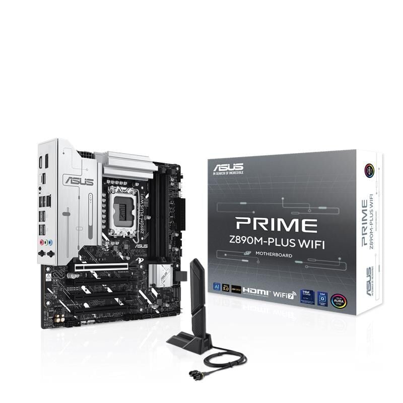 ASUS PRIME Z890M‑PLUS WIFI Intel Core Ultra (Series 2) Uyumlu DDR5 8666 MT/s mATX Anakart – 1×HDMI 1×DisplayPort 1×USB 20 Gbps Type‑C (DP‑Alt Mode) 3×M.2 Slots Wi‑Fi 7 Bluetooth 5.4 Realtek 2.5 Gb Ethernet Z890 Çipset LGA 1851