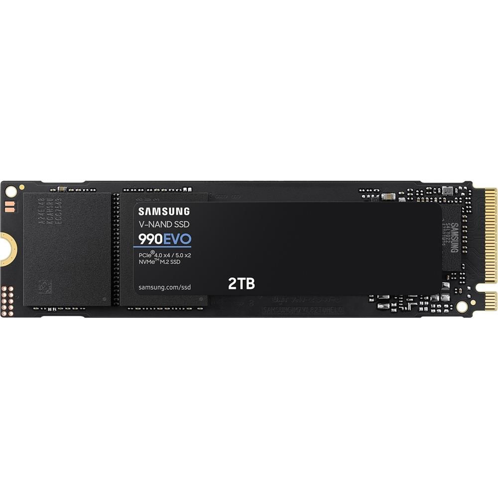 Samsung 990 EVO 2TB MZ‑V9E2T0BW PCIe 4.0 x4 / 5.0 x2 NVMe 2.0 M.2 2280 SSD 5 Yıl Garantili – 5000 MB/s Okuma • 4200 MB/s Yazma • 1200 TBW