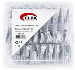 Elba CP-03 Şeffaf Kutulu USB to Lightning 24’lü Beyaz Şarj ve Veri Kablosu Seti
