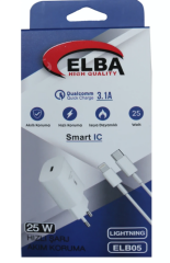 Elba CP-05 P-BUT6 Şeffaf Kutulu USB to Type-C 6A 24’lü Beyaz Hızlı Şarj ve Veri Kablosu Seti