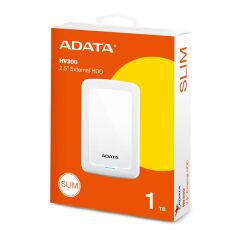 ADATA AHV300‑1TU31‑CWH 1TB USB 3.2 Gen 1 2.5″ Beyaz Harici HDD 10.3 mm Ultra‑Slim Şık Tasarım