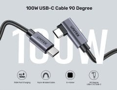 UNITEK TYPE-C HIZLI ŞARJ KABLOSU 90 DERECE 2 METRE 100W (C14123BK-2M)