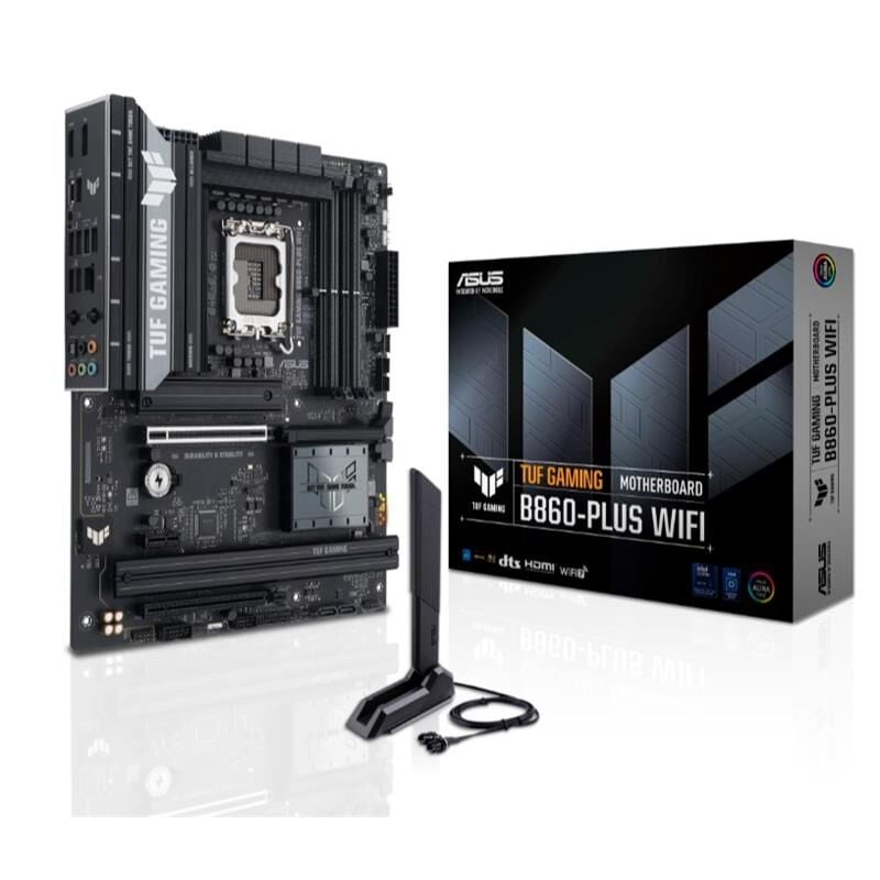 ASUS TUF GAMING B860‑PLUS WIFI DDR5 8666 MT/s OC 4‑DIMM ATX 1851P Intel Core Ultra Processors Series 2 3×M.2 PCIe 5.0/4.0 HDMI DisplayPort USB‑C Wi‑Fi 7 Anakart