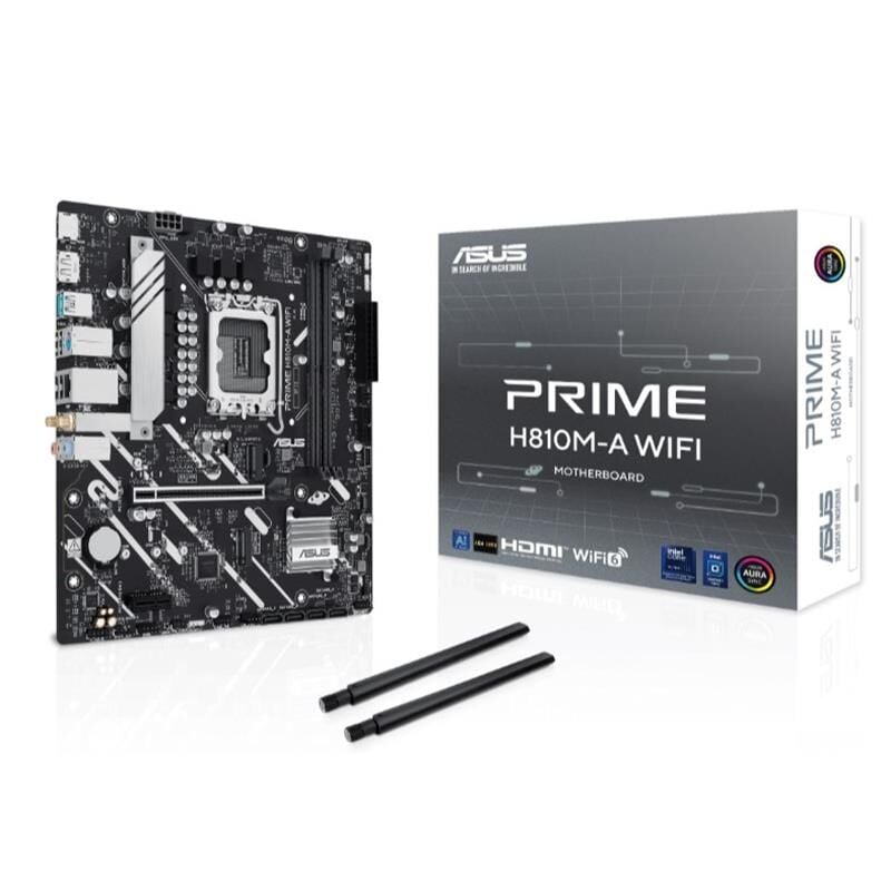 ASUS PRIME H810M‑A WIFI Intel Core™ Ultra (Series 2) Destekli 6+1+1+1 Faz Dijital VRM 2×DDR5 6400MHz 2×M.2 (PCIe 4.0×4 / ×2) HDMI 2.1 DisplayPort 1.4 USB 3.2 Gen‑2 Type‑A USB 3.2 Gen‑1 Type‑C  Aura Sync RGB Anakart