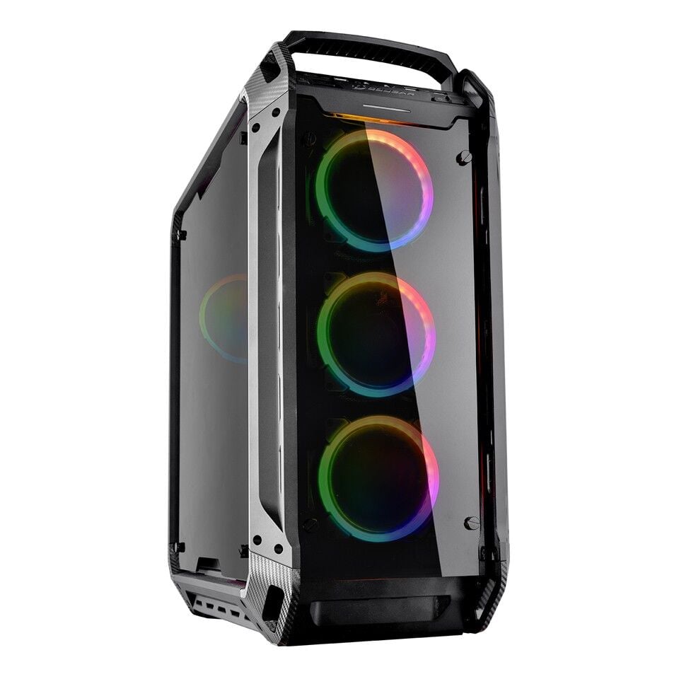 COUGAR PANZER EVO RGB Full‑Tower ATX / E‑ATX Steel + Tempered Glass Kasa 4 x VORTEX RGB Fan + Fan Kontrol Kutusu, USB 3.1 Gen2 Type‑C, Siyah