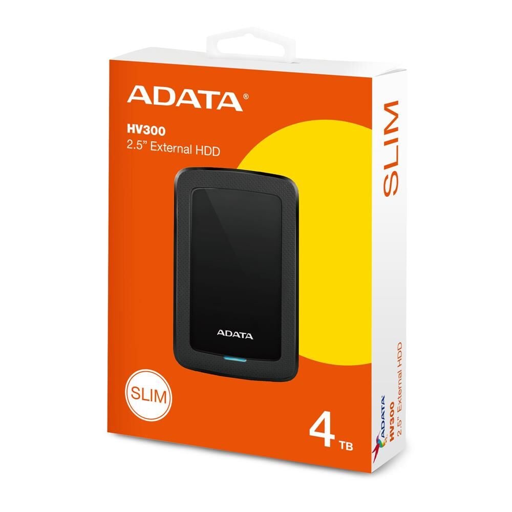 ADATA 4TB AHV300 2.5'' USB 3.2 Gen 1 Siyah Harici Harddisk (Ultra‑Slim Haberleşme, AES‑256 Bit Şifreleme, 3 Yıl Garanti)