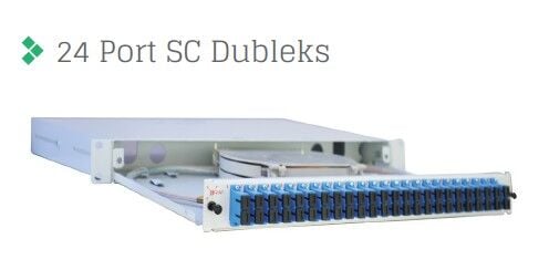 Full Set 24 Port (48 Fiber) Single Mode (SM) SC Duplex (DX) 19'' 1U Rack Tipi Yüksek Yoğunluklu Çekmeceli Fiber Optik Patch Panel