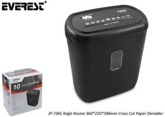 Everest JP-736C 21L Cross Cut Kağıt İmha Makinesi (360×220×396 mm)