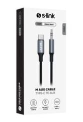 S-Link Armor MC-01 1.2 Metre Type-C to 3.5mm AUX Örgülü Metal Başlıklı Siyah Ses Kablosu