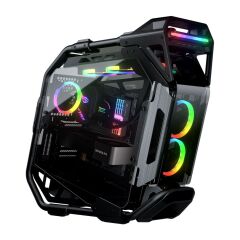 COUGAR CRATUS MİD. TOWER KASACOUGAR Cratus CGR‑5LMSB E‑ATX / CEB / ATX / Micro‑ATX / Mini‑ITX Uyumlu 9 Fan Desteği 360 mm Radyatör Su Soğutma, 4 Temperli Cam Panelli, USB 3.0 Tür‑C + RGB Düğmeli Mid Tower Gaming Kasa