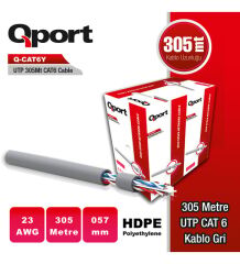 QPORT Q-CAT6Y 305 METRE 23AWG GRI CAT6 UTP PE KABLO