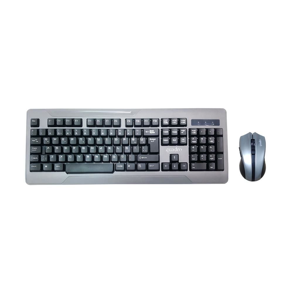 Quadro Q KMS-101W Kablosuz Türkçe Multimedia Klavye + Kablosuz Mouse