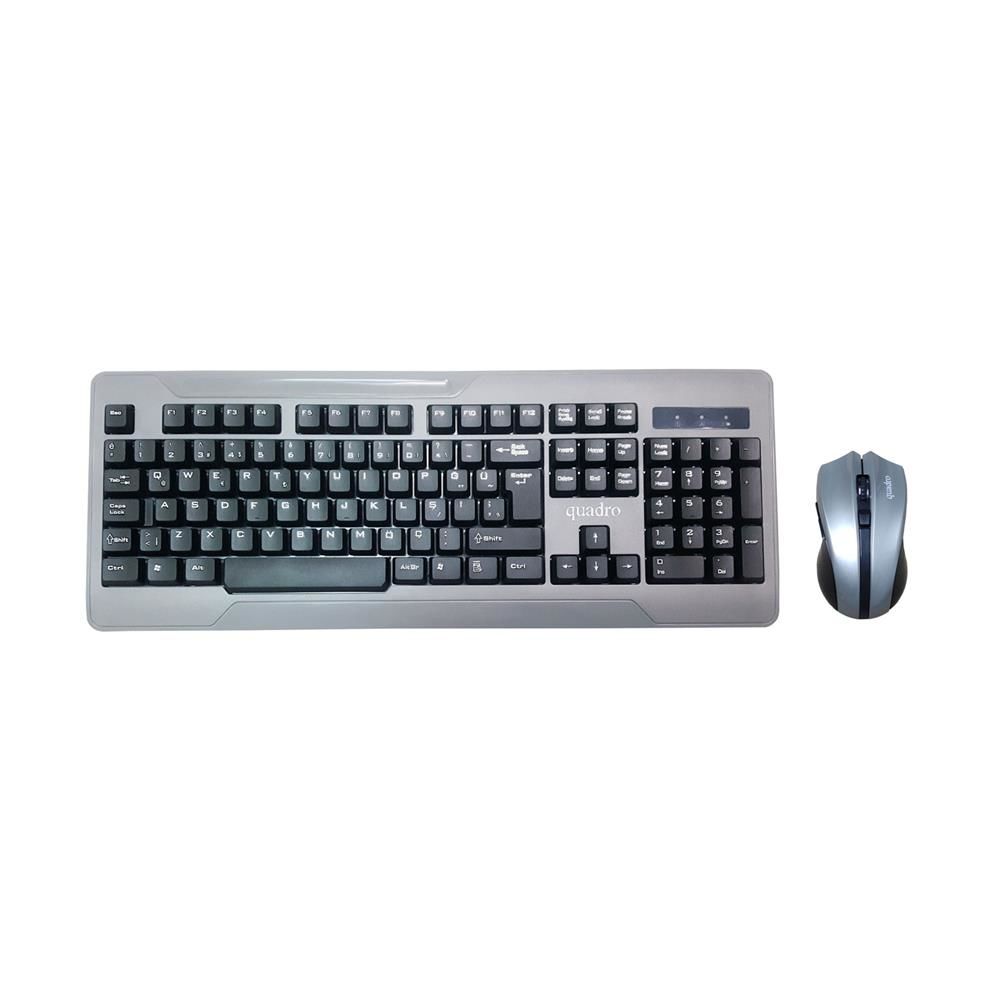 Quadro Q KMS-101W Kablosuz Türkçe Multimedia Klavye + Kablosuz Mouse