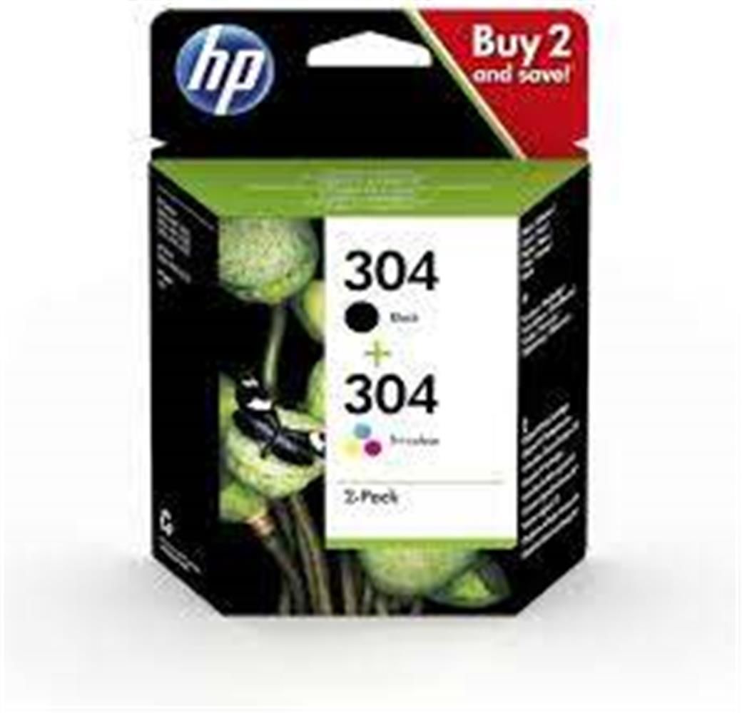 HP 304 Siyah ve Üç Renkli (Black & Tri-color) Orijinal Mürekkep Kartuşu İkili Paket (3JB05AE)