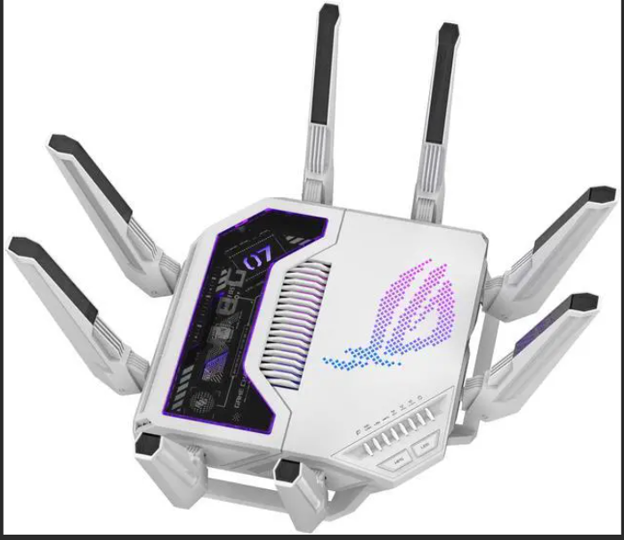 ASUS ROG Rapture GT-BE19000AI WiFi 7 Tri-Band Gaming Router 19000Mbps 802.11be Multi-Gigabit 2.5G WAN/LAN AiMesh Destekli Beyaz Router