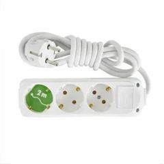 Almera 3'lü Topraklı Grup Priz 2 Metre Kablolu Beyaz (9230102)