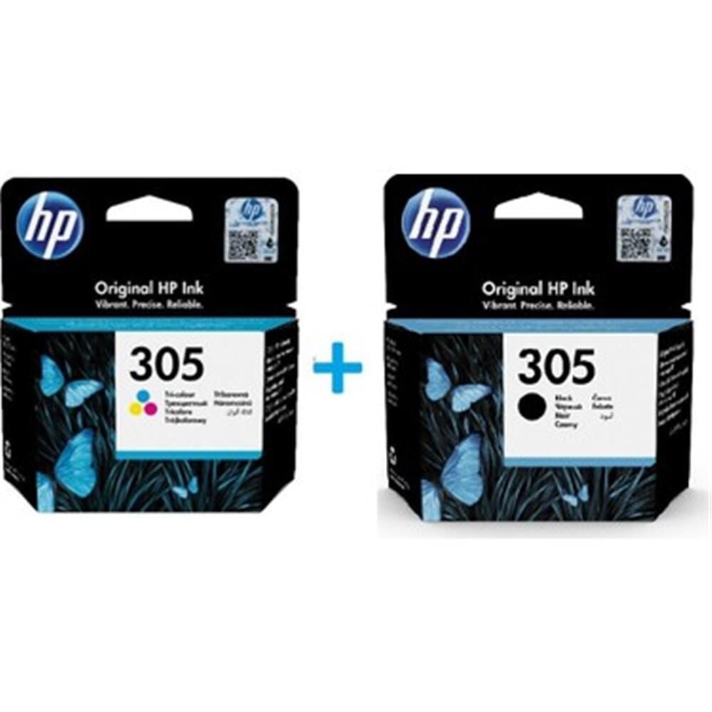 HP 305 (3YM60AE + 3YM61AE) Siyah ve Üç Renkli (Color) Orijinal Mürekkep Kartuş Seti