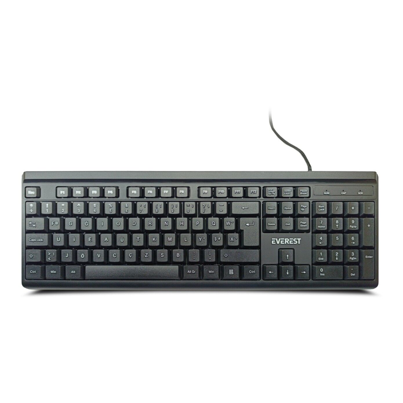 EVEREST KB-741F Siyah/Gri USB 2M Bakır Kablolu Türkçe F Klavye
