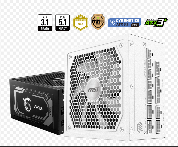MSI MAG A1000GL PCIE5 White 1000W 80+ Gold ATX 3.0 PCIe 5.0 Tam Modüler Güç Kaynağı