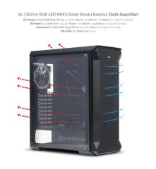 Dark GUARDIAN 4x12cm Dual RGB Fan USB 3.0 Tempered Glass ATX Oyuncu Kasası