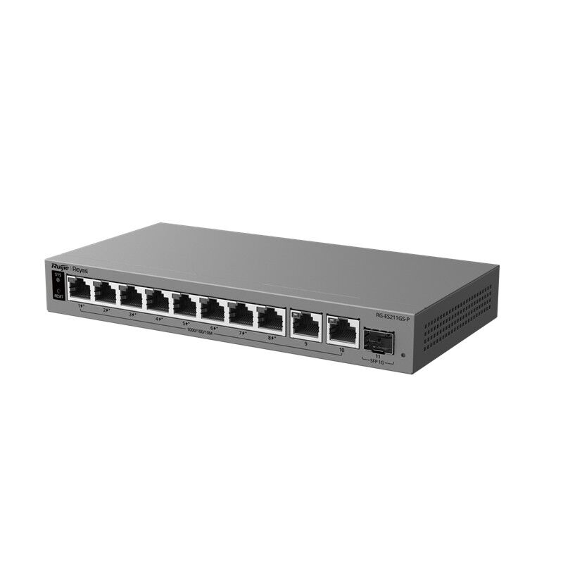 RUIJIE REYEE RG-ES211GS-P 8 PORT GİGABİT+ 2XGE + 1XGB SFP UPLİNK 120W POE YÖNETİLEBİLİR SWITCH