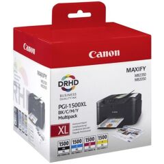 Canon PGI-1500XL Black/Cyan/Magenta/Yellow 4'lü Multipack Orijinal Yüksek Kapasiteli Mürekkep Kartuş Seti