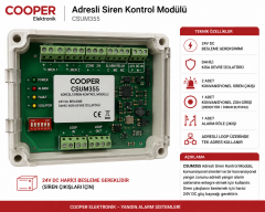 COOPER Elektronik Adresl Siren Kontrol Modülü, 24V besleme Gereksinimi, Dahili