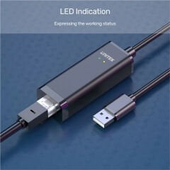 UNITEK Y‑1468 USB 2.0 to Fast Ethernet (10/100Mbps) Adaptör 15 cm Siyah USB‑A Erkek – RJ45 Dişi IPv4/IPv6, COE, Wake‑on‑LAN