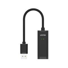 UNITEK Y‑1468 USB 2.0 to Fast Ethernet (10/100Mbps) Adaptör 15 cm Siyah USB‑A Erkek – RJ45 Dişi IPv4/IPv6, COE, Wake‑on‑LAN