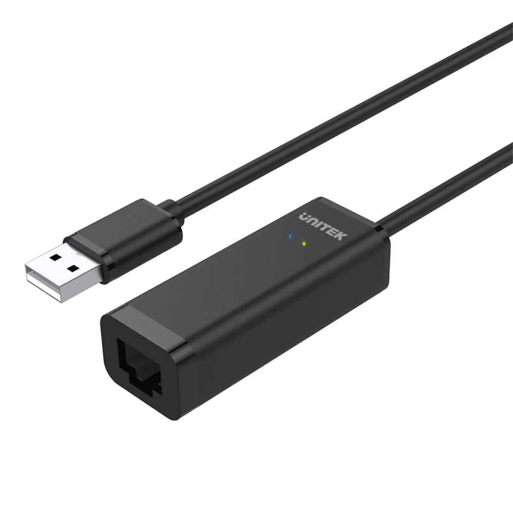 UNITEK Y‑1468 USB 2.0 to Fast Ethernet (10/100Mbps) Adaptör 15 cm Siyah USB‑A Erkek – RJ45 Dişi IPv4/IPv6, COE, Wake‑on‑LAN