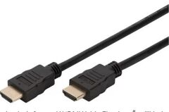 Digitus AK‑330107‑020‑S HDMI Premium High Speed with Ethernet 2 m Triple‑Shielded 30 AWG Gold‑Plated Connectors HDMI Type A Male‑to‑Male Black Cable