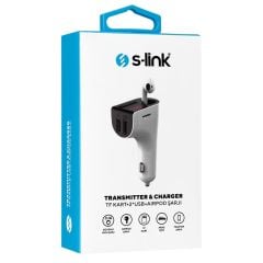 S-Link SL-BT245 Bluetooth Kulaklık ve TF/USB/FM Transmitter 5V 3.1A + 5V 1A