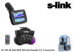 S-Link SL-FM18 2GB MP4 Transmitter SD & USB Destekli, Kumandalı, Direksiyon Kumandalı