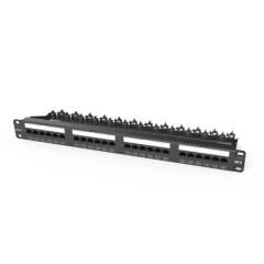 UNITEK CAT6 UTP 24 Port RJ45 Patch Panel T003A – 24‑port Gigabit Ethernet, Altın Kaplama 15 µ, Rack‑Wall Mount Uyumlu, Cat 5/5e Destekli Siyah