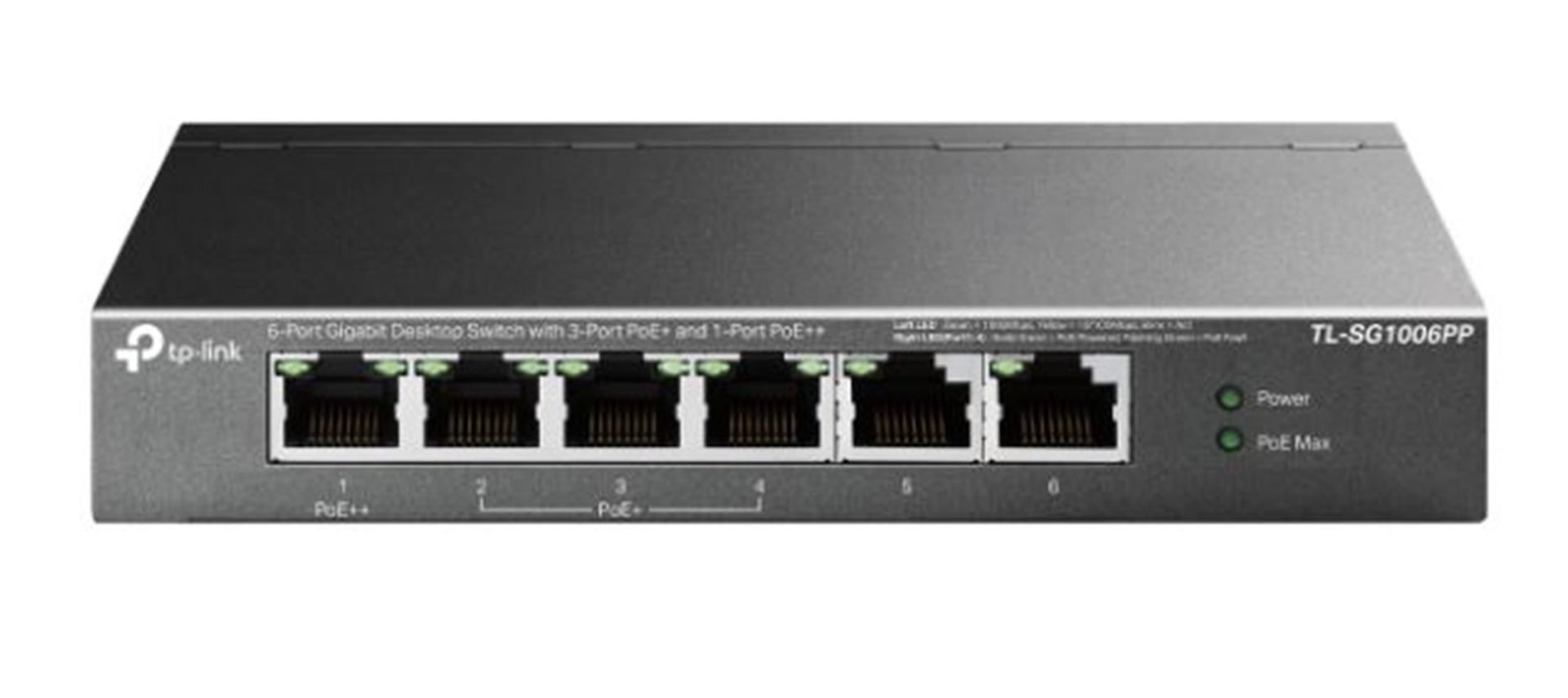 TP-Link TL‑SG1006PP 6‑Port Gigabit (4× PoE (3× PoE+ / 1× PoE++)) 64 W Bütçeli 250 m Extend Modlu Çelik Kasa Unmanaged Switch