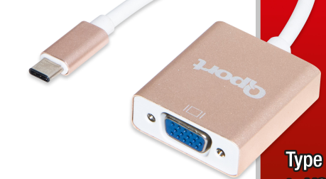 Qport Q-TV USB Type-C to VGA Full HD Görüntü Çevirici Adaptör
