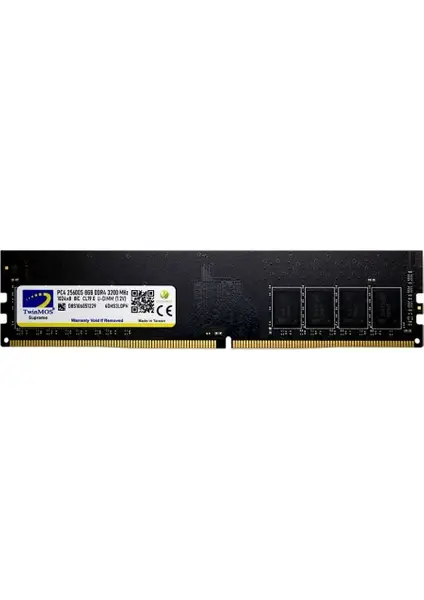 TwinMOS 8GB DDR4 3200MHz CL22 1.2V U-DIMM Masaüstü RAM MDD48GB3200D