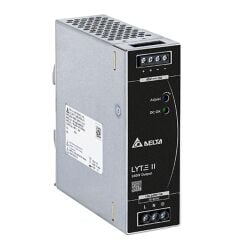 DRL‑48V240W1EN Delta LYTE II 48 VDC 5 A 240 W DIN‑Ray SMPS Endüstriyel PSU (90–264 VAC, -30 °C → +70 °C, CC mod, IEC/EN/UL 62368‑1 Sertifikalı)